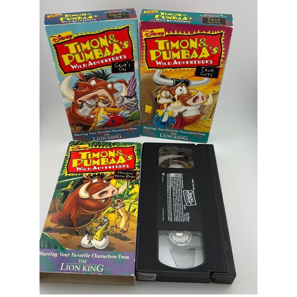 Timon & Pumbaa Wild Adventures VHS Lot Disney Grub's On True Guts